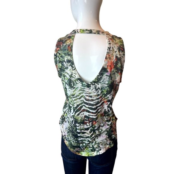 Zara Collection Women Tropical Blouse Top Sleeveless Back Hole Multicolor Size M - Picture 2 of 5